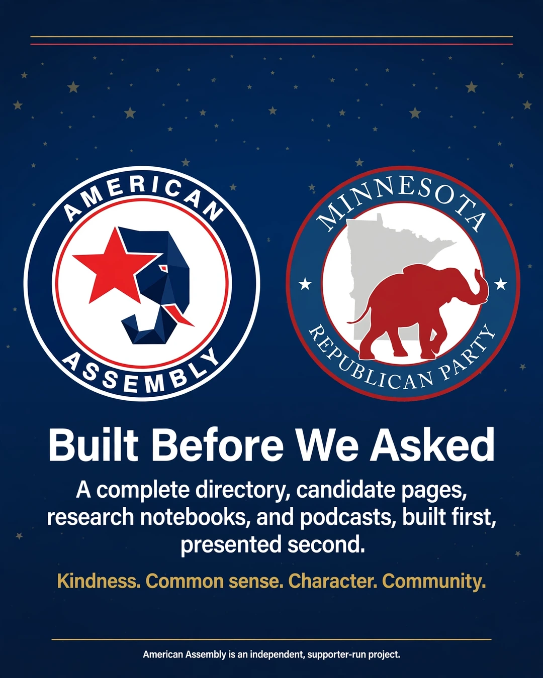 Graphic: Built Before We Asked, American Assembly and Minnesota Republican Party marks